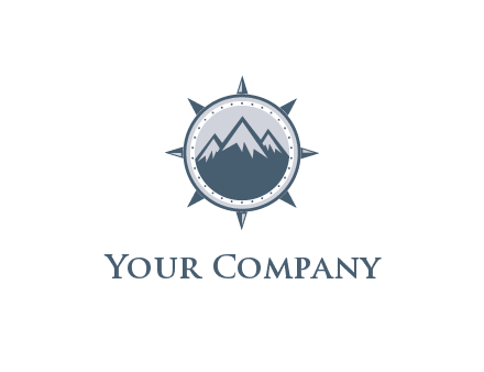 mountains in compass frame