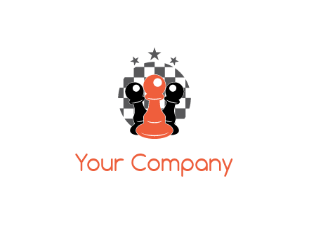 checkered circle with star behind chess pieces