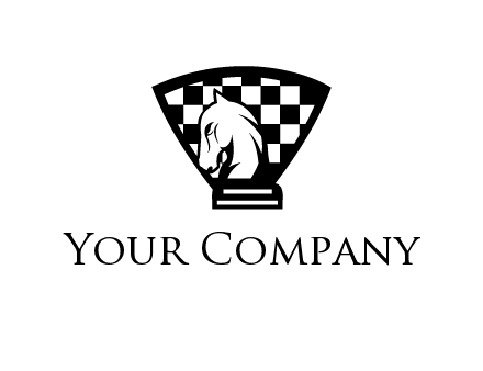 checkered shield behind horse knight
