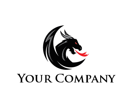 dragon spitting fire gaming logo