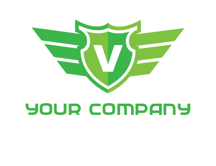 Letter V in shield and wings logo