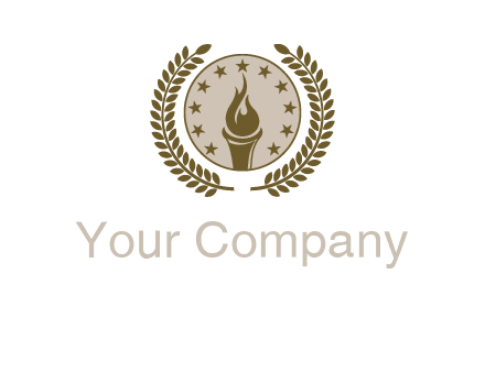 torch badge with leaves around finance logo