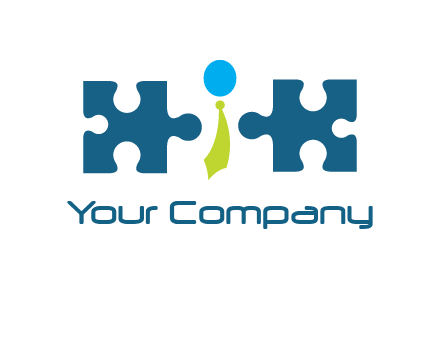 puzzle pieces with man wearing tie logo